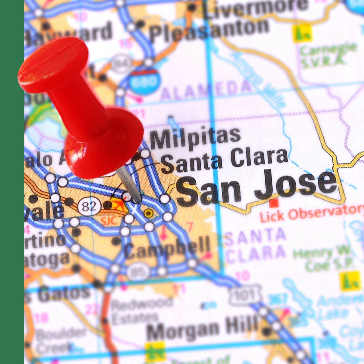 map with pushpin in San Jose, CA